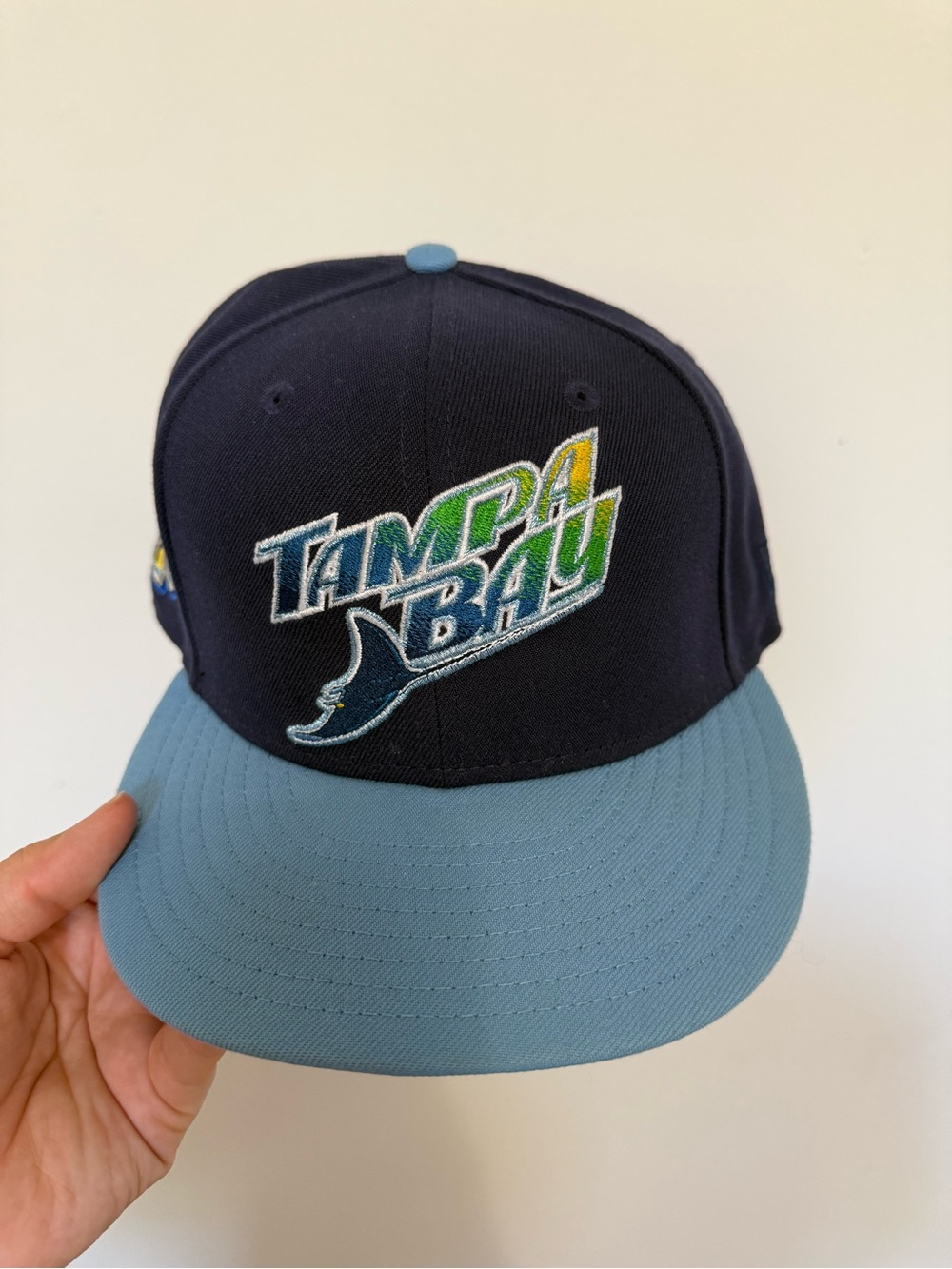 New Era Tampa Bay Navy and Light Blue Snapback Hat
